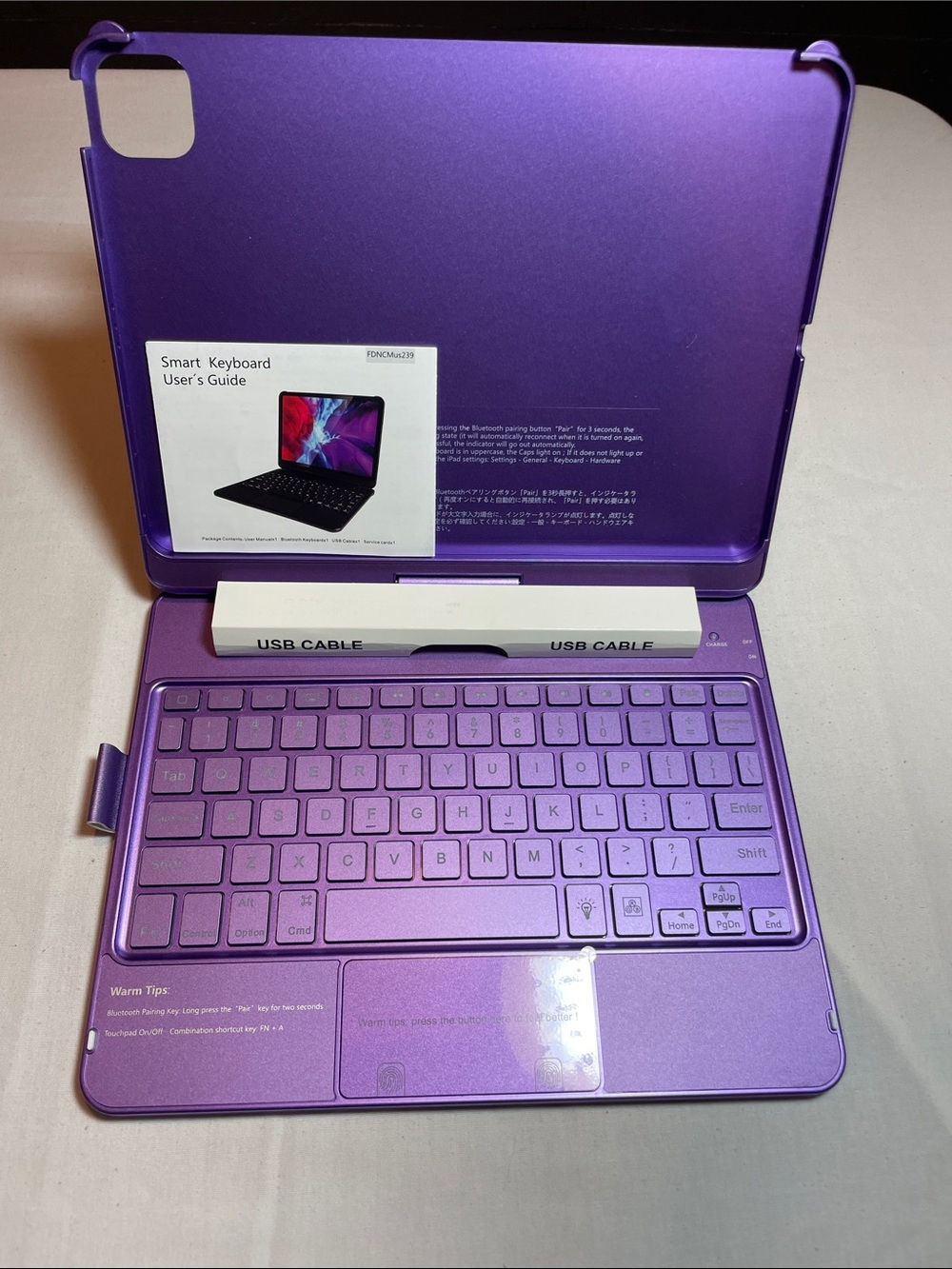 Purple Bluetooth Tablet Keyboard Case - Slim Protective Keyboard